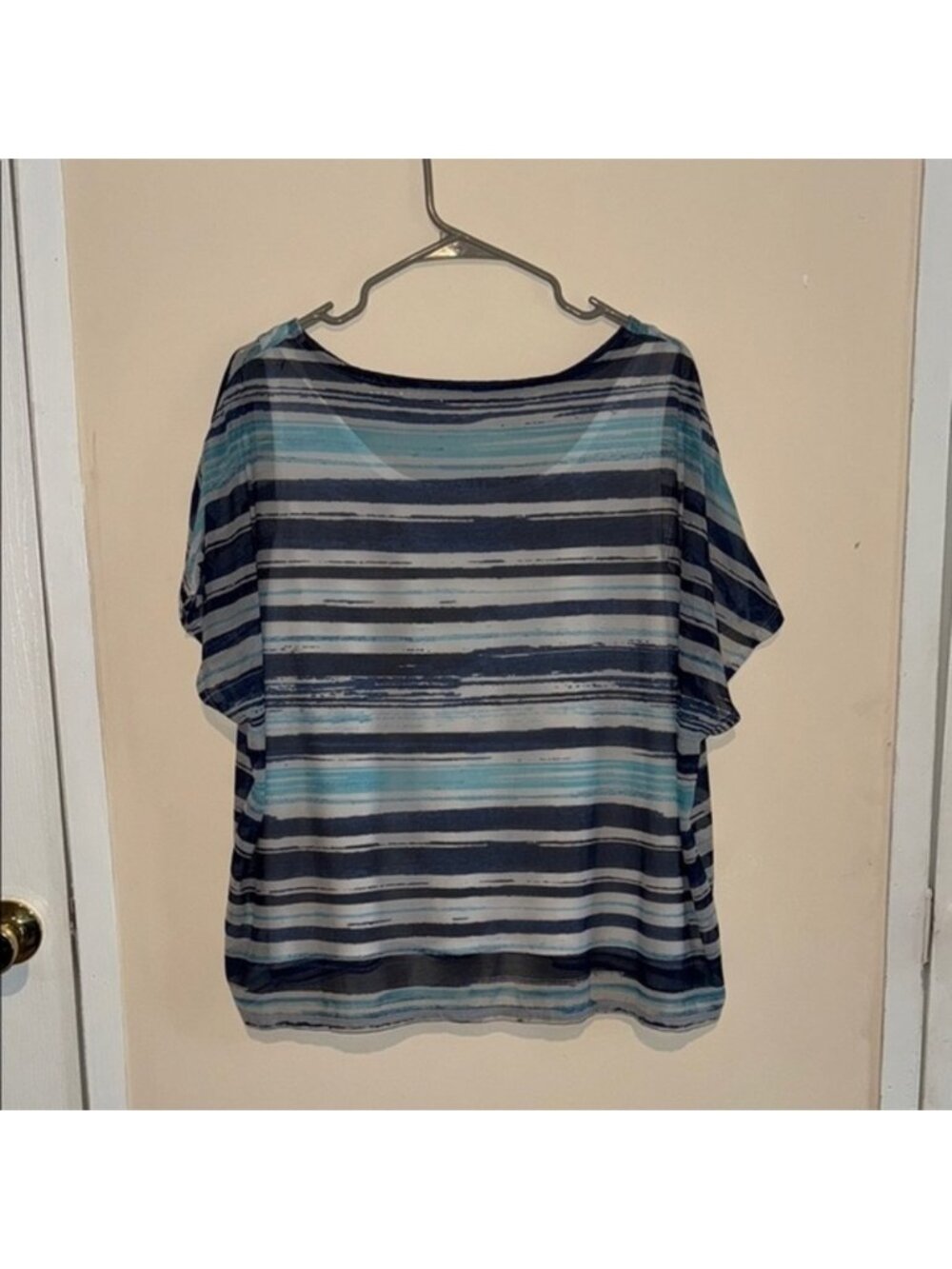 Boxy Blue Striped Blouse with Relaxed Fit